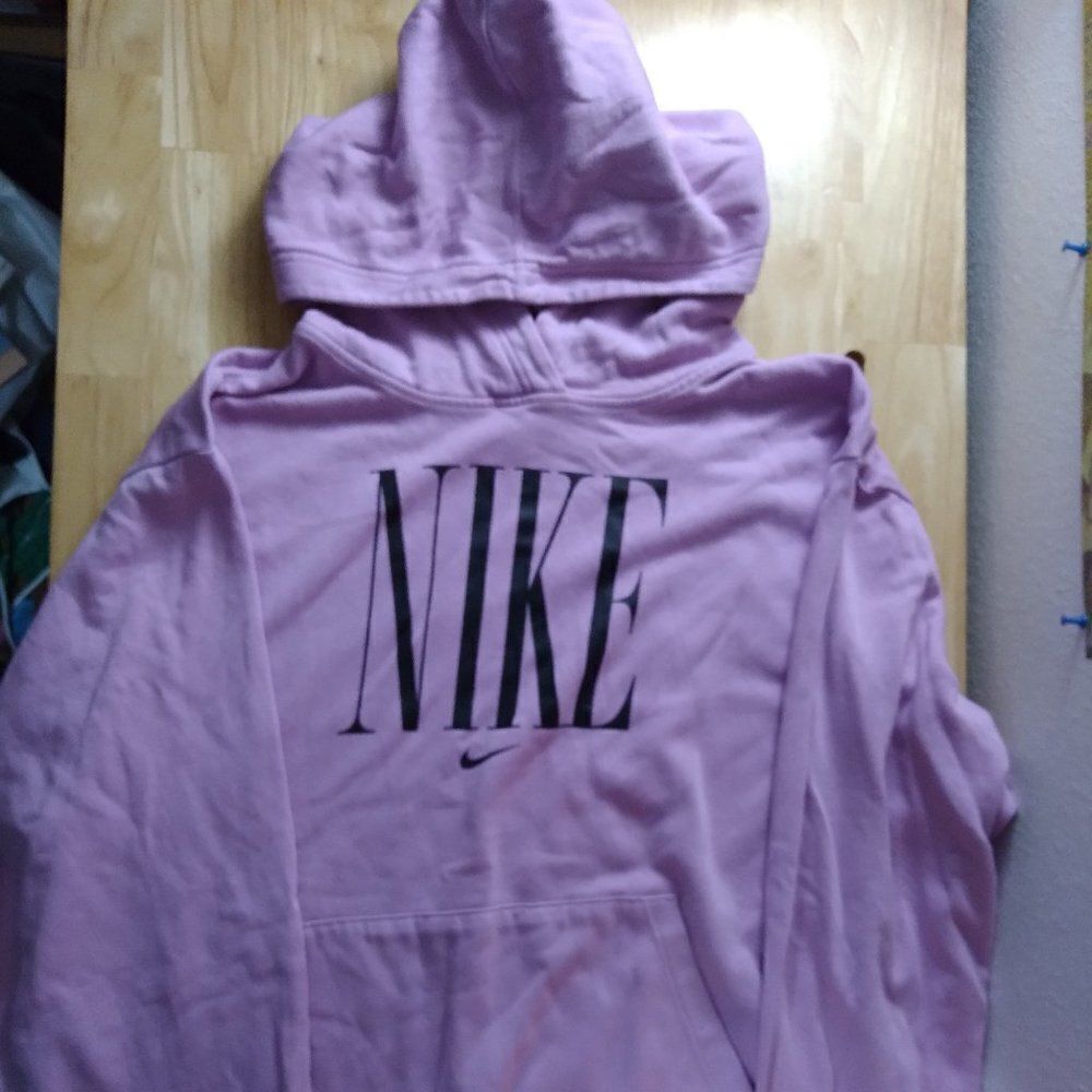 Nike Spell Out Logo Hoodie Sweatshirt Pink Mid Swoosh Travis Scott